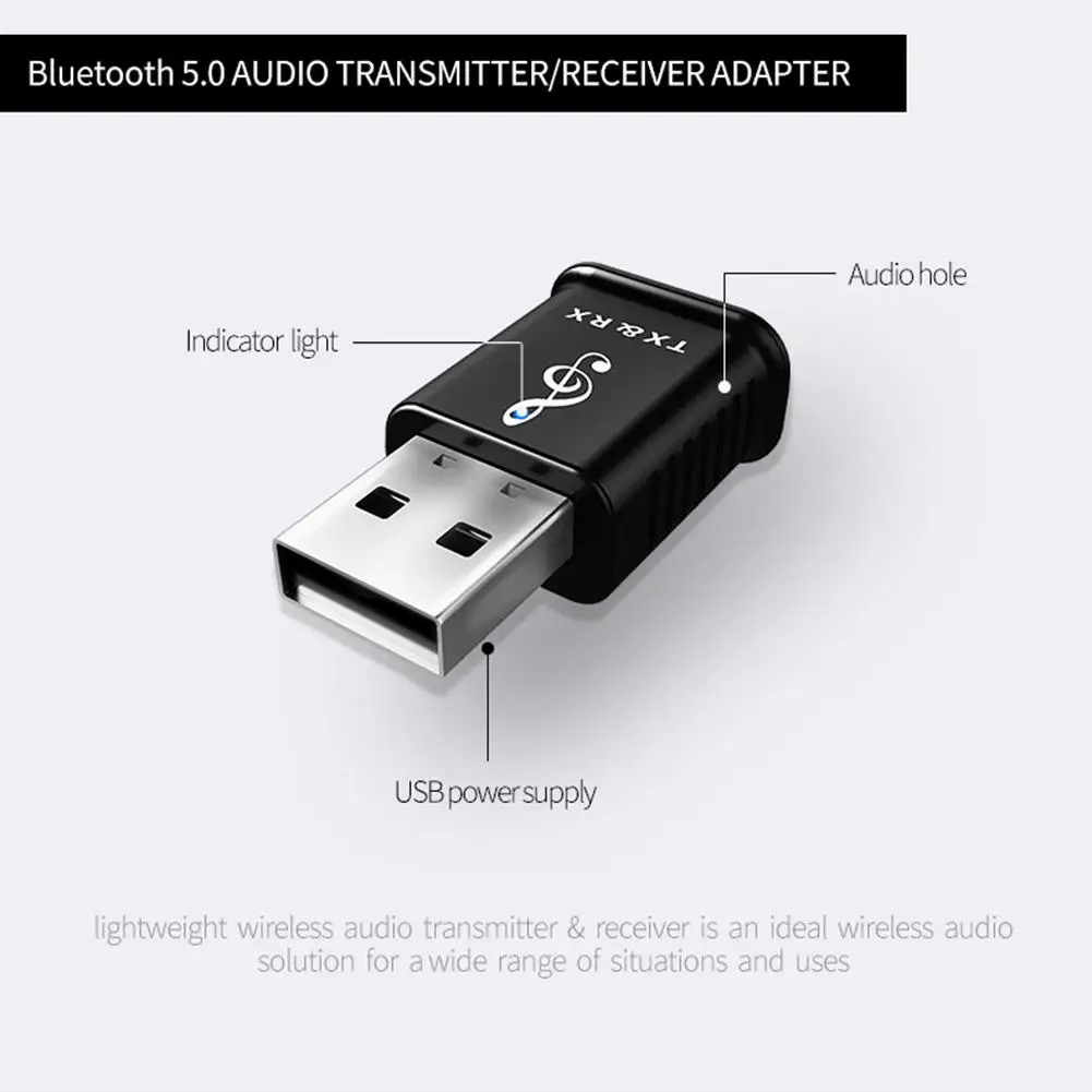 2in1 USB Bluetooth 5,0 приемник передатчик адаптер Мини 3,5 мм AUX Стерео для компьютера ТВ динамик автомобиля беспроводной адаптер с Bluetooth