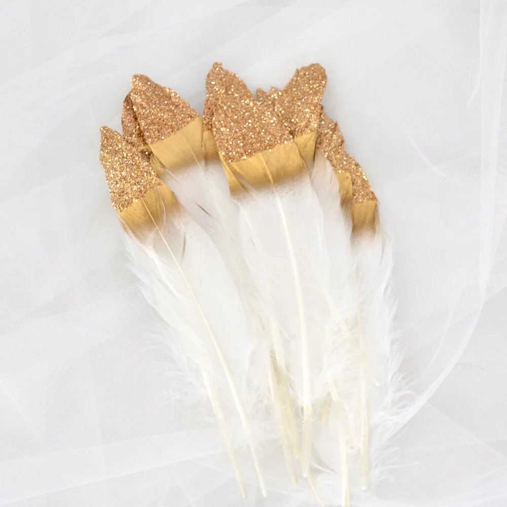 Золотой окунутый мятный зеленый утиный гусиные перья для рукоделия натуральные перья для украшения свадебной вечеринки