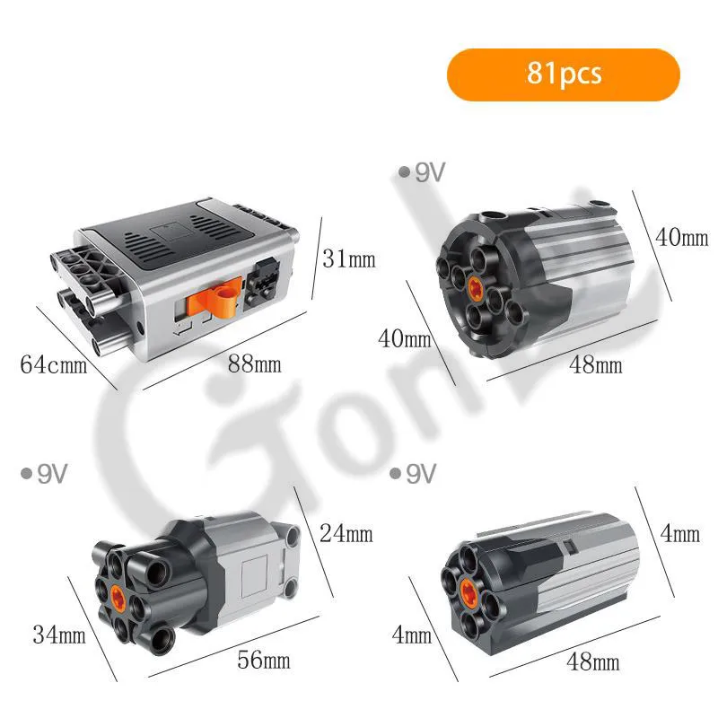 81 шт./компл. в штучной упаковке Technic электрические PF части Средний XL большой двигатель удлинитель рулевого управления с Technic Alex луч шестерни