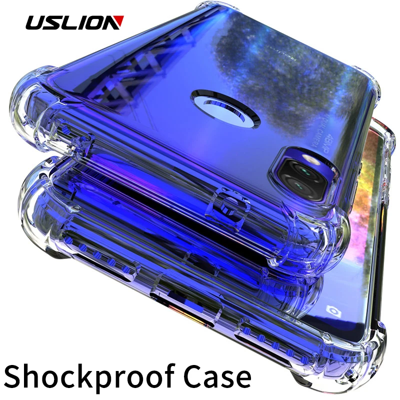 

USLION Silicone Case For Xiaomi Redmi Note 7 Redmi 7 Note 7 Pro GO Transparent Shockproof Phone Case For Xiomi 9 SE 8 Lite Cover