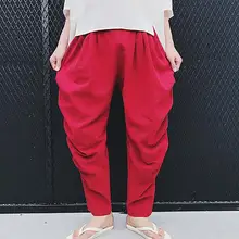 HOT Горячая Весна Мужская Новая мода Досуг стерео обрезание складные пеньковые Гарун брюки