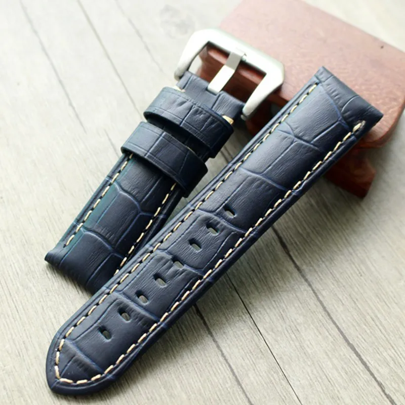 20 22 24 26mm high quality vintage blue watchbands watch accessories cow leather Universal watch band watch straps for Panerai