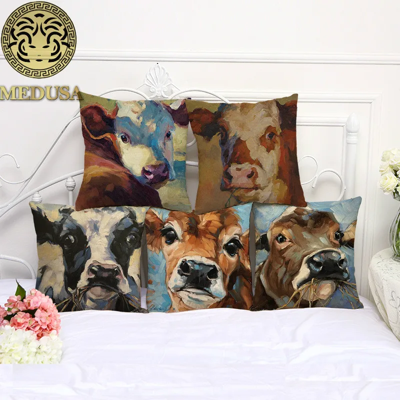 Медуза Винтаж корова декоративное постельное белье Наволочка 450 мм x мм|linen pillow