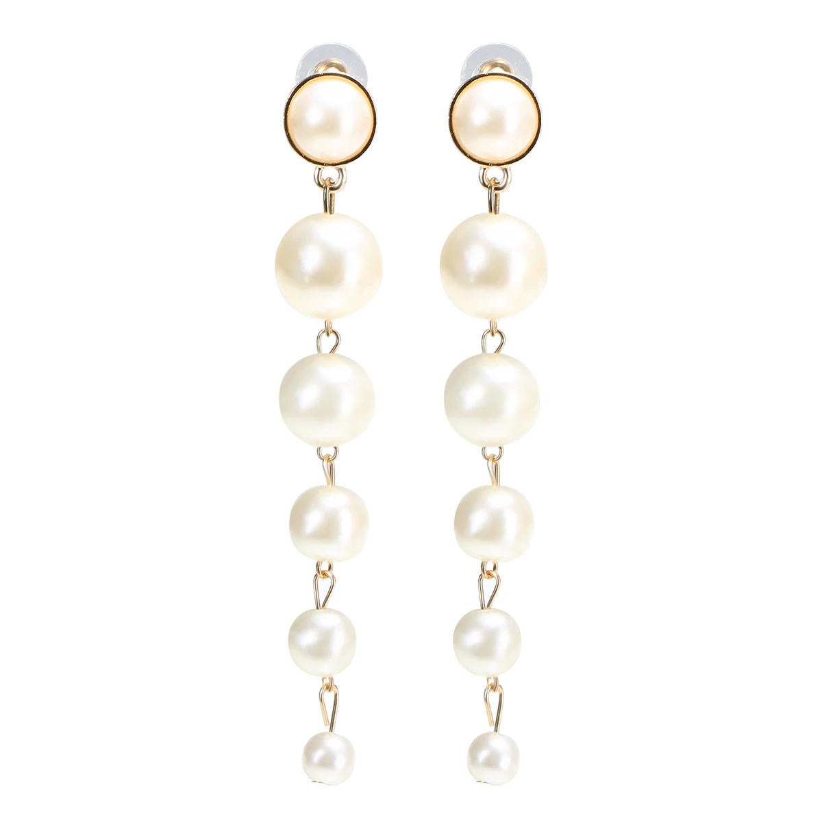 Elegant Fashion Big Pearl Beads Long Dangle Earrings Charming Trendy Drop Earrings Wedding Bride Gifts Jewelry For Women