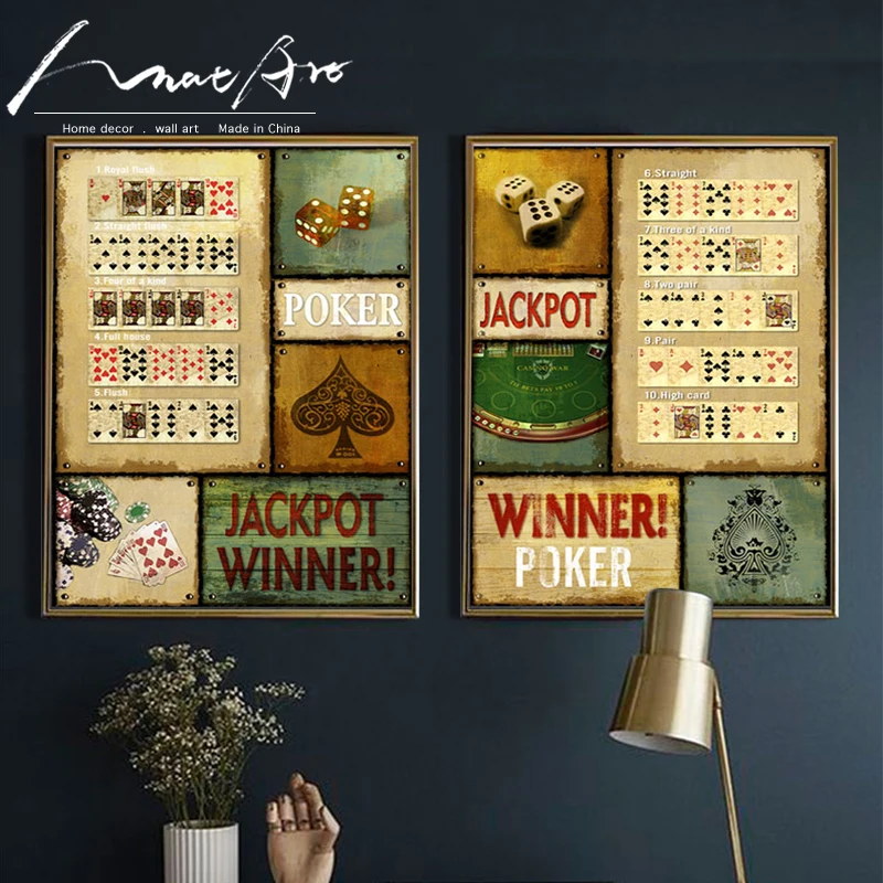 Billig Casino Glücksspiel Poker leinwand wand kunst malerei die wohnzimmer büro bild Cafe Bar dekoration poster und drucke cuadros