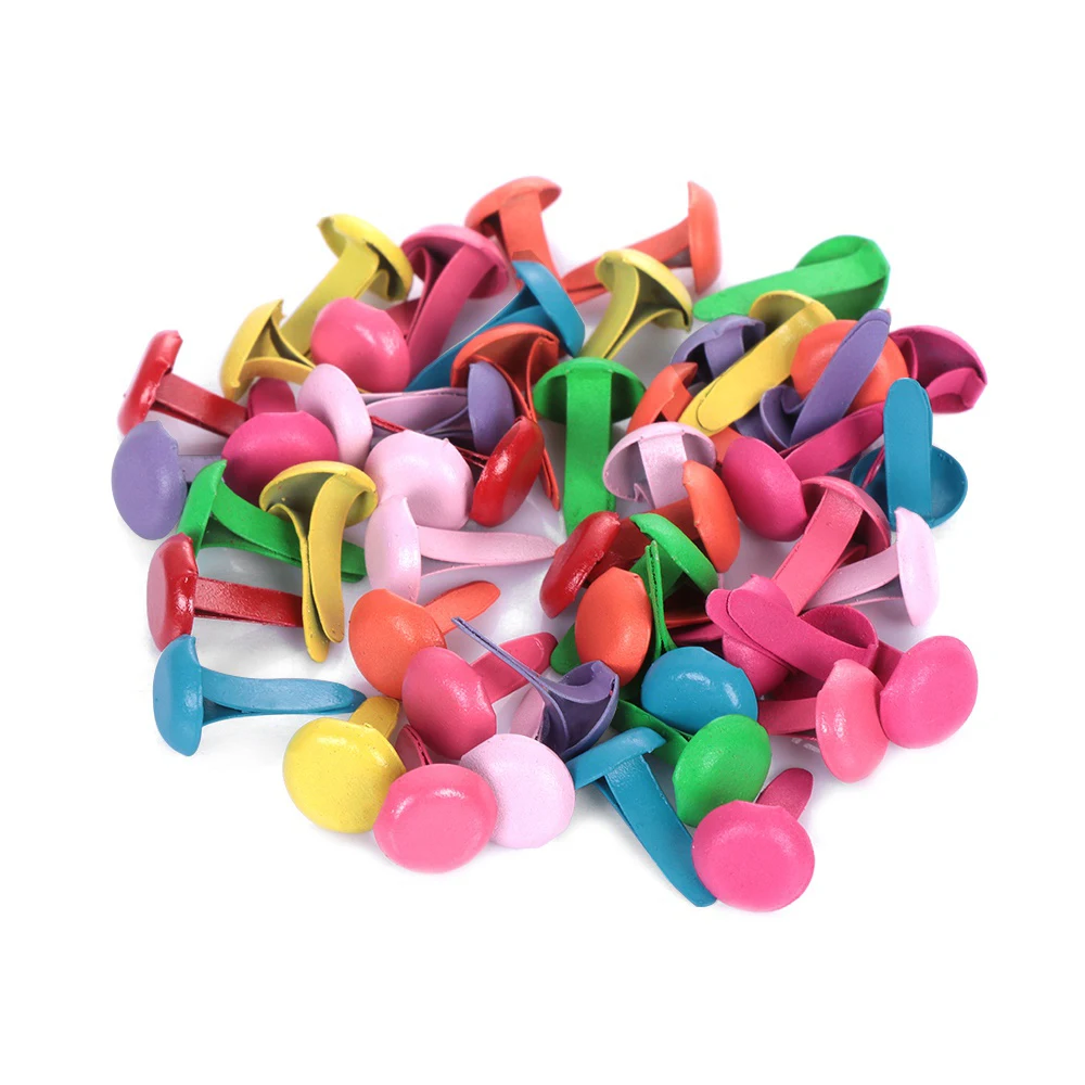 

50pcs/lot Multicolor Golden Iron Round Brads Scrapbooking Embellishment Fastener DIY Metal Craft Supplies