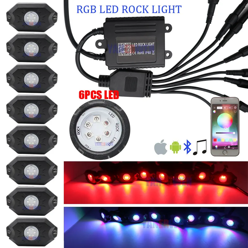

NEW RGB LED Rock Lights 8 in 1 boat led deck lamp 9W RGB Led Rock Lights Waterproof Off Road LED Rock Light Kit