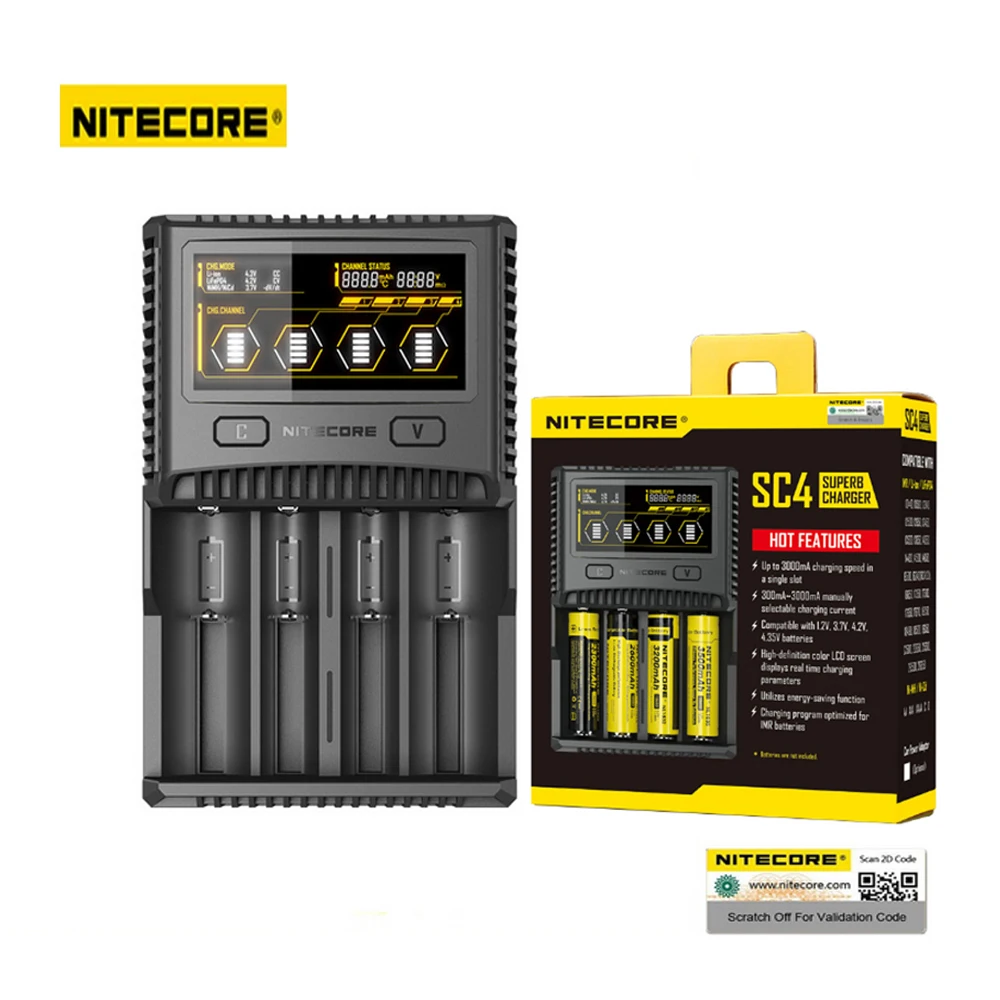 NITECORE SC4 интеллектуальные быстрее зарядки превосходное Зарядное устройство с 4