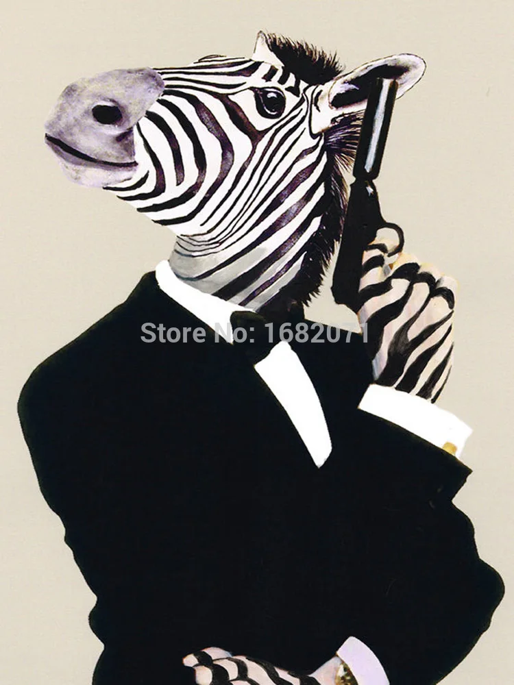 

Pistol Zebra Paintings Handmade Wall Painting Picture on Canvas Abstract Decor Animals Cool Horse Oil Painting Hang Pictures