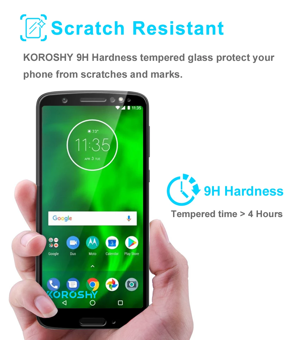 100% KOROSHY Real 9H Tempered Glass for Motorola Moto G5 G5S E5 G6 Plus Motorola G6 E5 Play Full Cover 2.5D Toughened Glass Film (5)