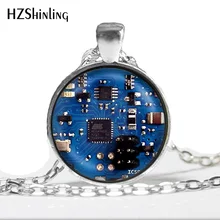 2016 Glass Dome Cabochon Jewelry Blue 2 Circuit Board Art Print Pendant Necklace Charm Gifts for