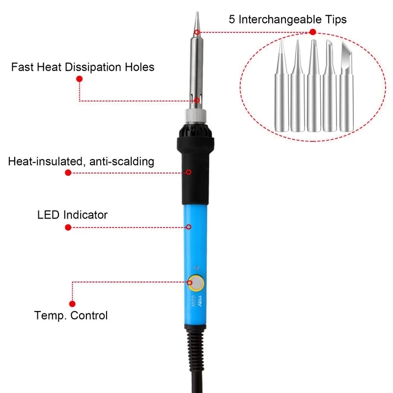 26 шт. набор электрических паяльников 60 Вт с регулируемой температурой паяльник сумка для инструментов ручка термокарандаш набор паяльников