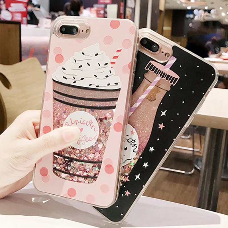 Чехол Kerzzil Bling для iPhone 6 6S 7 8 Plus динамический Жидкий блеск ледяной крем и кола