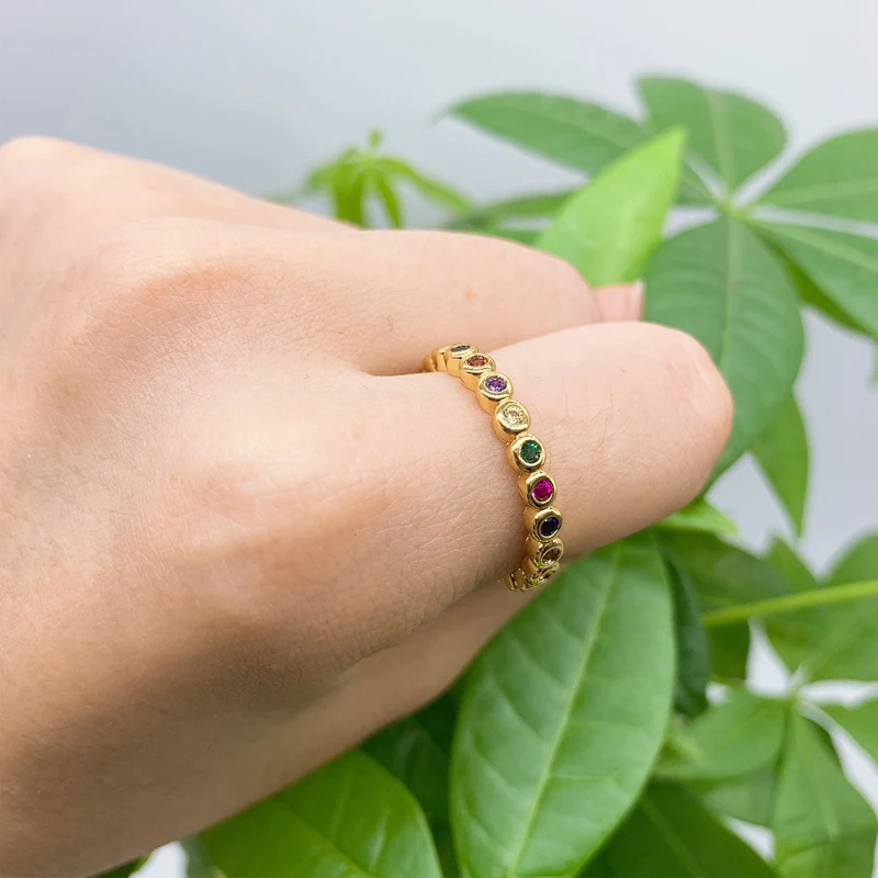 

5pcs/lot Hot Selling Multicolor Ring Rainbow Zirconia Rings For Women