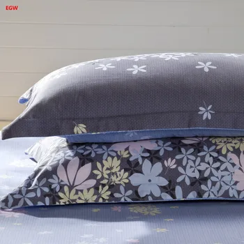 

Pillow cases gray flower printed 100%cotton pillow cover pillowcover pillowcases on bed 2pcs/lot 48*74cm purple blue yellow pink
