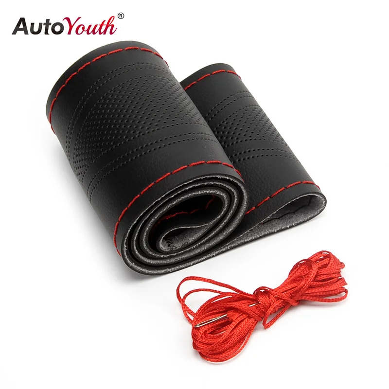 

AUTOYOUTH Car Steering Wheel Cover 38CM DIY Micro Fiber Leather Braid With Needles Thread Car-Styling Automobile Auto Accessory