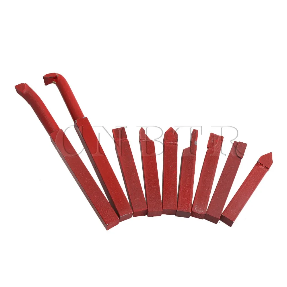 

CNBTR 9pcs 10 x 10mm YG8 Alloy Red Cutter Turning Tool Automatic Lathe Tool Set