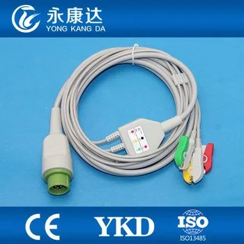 

One-piece 12Pin 3leads ECG cable and leadwires with Clip for Bruker,IEC,,CE&ISO13485