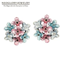 Neoglory, цветные цветы, эмалированные серьги, серьги-гвоздики для женщин, девушек, модные ювелирные изделия, абсолютно подарок, ювелирное изделие, новинка