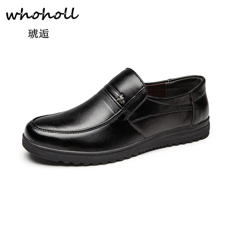 

Whoholl Leather Shoes Men Brand Footwear Non-slip Thick Sole Fashion Men's Casual Shoes Male High Quality Cowhide Loafers Summer
