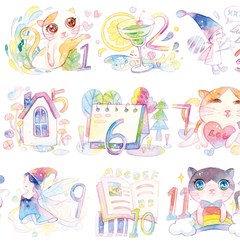 kawaii washi tape cute girl numbers bullet journal tape
