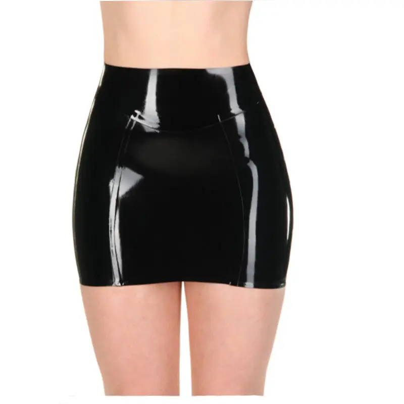 

Sexy Latex Suspender underwear black Skirt Women With Set Zipper for Club Wear