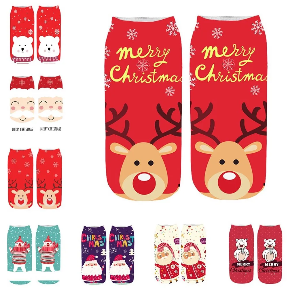 2018 уникальные дизайнерские женские 3D Мультяшные забавные рождественские сумасшедшие милые удивительные новые носки с принтом Размер 20-22