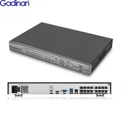 Gadinan H.265 16CH 5MP POE видеонаблюдения NVR P2P сети видео Регистраторы для 8 K 5MP 4MP 3MP 1080 P POE IP камера видеонаблюдения XMeye APP