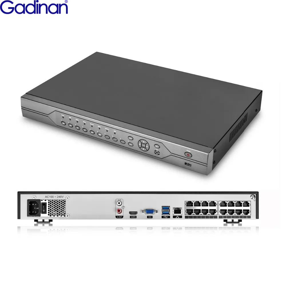 Gadinan H.265 16CH 5.0MP POE CCTV NVR P2P сетевой видеорегистратор для 8K 5MP 4MP 3MP 1080P ip камеры с