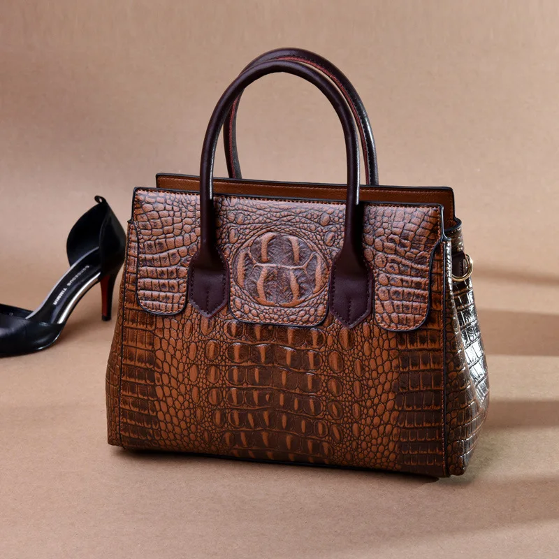 2019 New Vintage Genuine Leather Bag Women Alligator Luxury Handbags Women Bags Designer Crossbody Bags for Women Tote Handbags