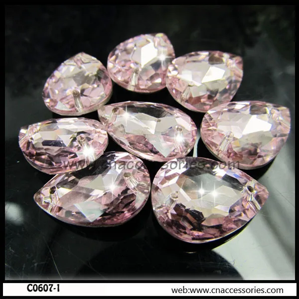 

13*18mm pear pink glass beads,sew on beads with 2 holes,50pcs/lot,fancy garment pear rhinesones crystal pink gemstone teardrop