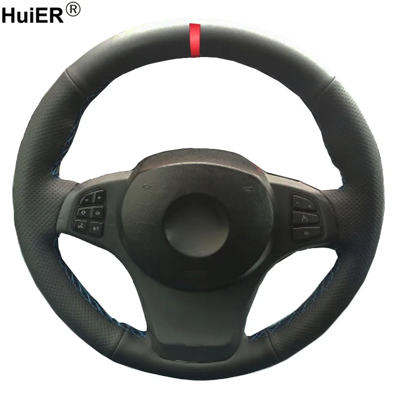 

HuiER Hand Sewing Car Steering Wheel Cover For BMW E83 X3 2003 -2005 2006 2007 2008 2009 2010 E53 X5 2004 - 2006 Car Protector
