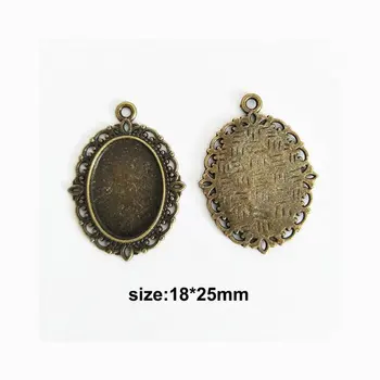

30pcs 18 x 25mm Antique Bronze Cabochon Pendant Base, Oval pendant setting (3010307)