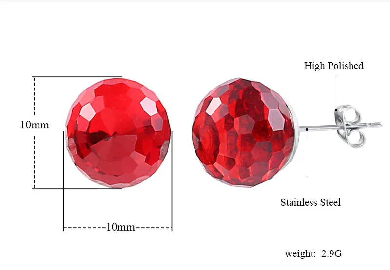 8мм10мм серьги из нержавеющей стали с кристаллами серьги-шарики в стиле диско женские модные ювелирные изделия оружие свадебные серьги J35