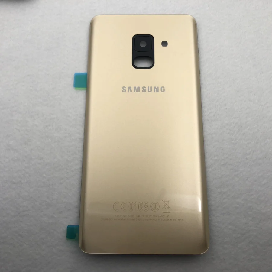 Для samsung Galaxy A8 Plus A730 A730F SM-A730F задняя крышка корпус стекло задняя крышка батарея Замена+ наклейка - Цвет: A8 A730 Golden