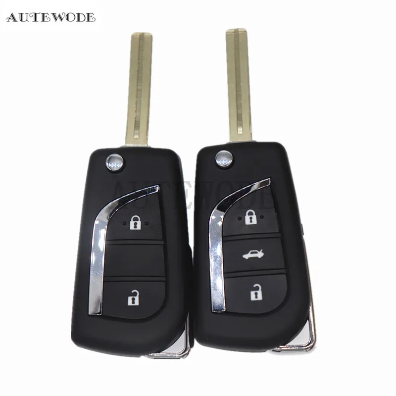 

AUTEWODE 2 3 Button Car Flip Folding Key Shell Remote Fob Case For Toyota Corolla EX New VIOS Key uncut Blade