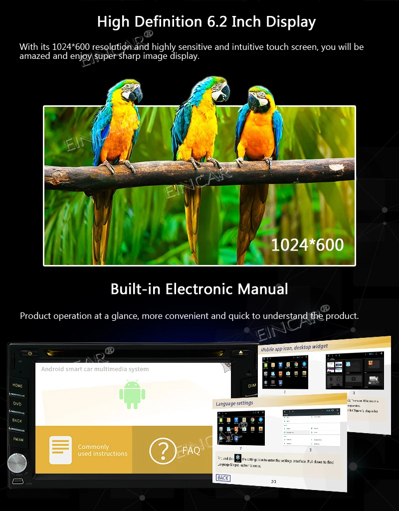 Sale Navigation Support 3G 4G WiFi Mirror Link 1080P OBD2 SWC Dual Camera Eincar Android 8.1 Oreo OS Car Stereo Double Din 6.2 Inch 4 Sale Navigation Support 3G 4G WiFi Mirror Link 1080P OBD2 SWC Dual Camera Eincar Android 8.1 Oreo OS Car Stereo Double Din 6.2 Inch 4