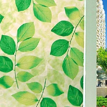 С изображением зеленых листьев и статического цепляться тепло-доказательство воды/масло-доказательство раздвижные Автомобильная шторка контролирующие солнце оконная пленка для уединенности 45/75/90 см x 300 см