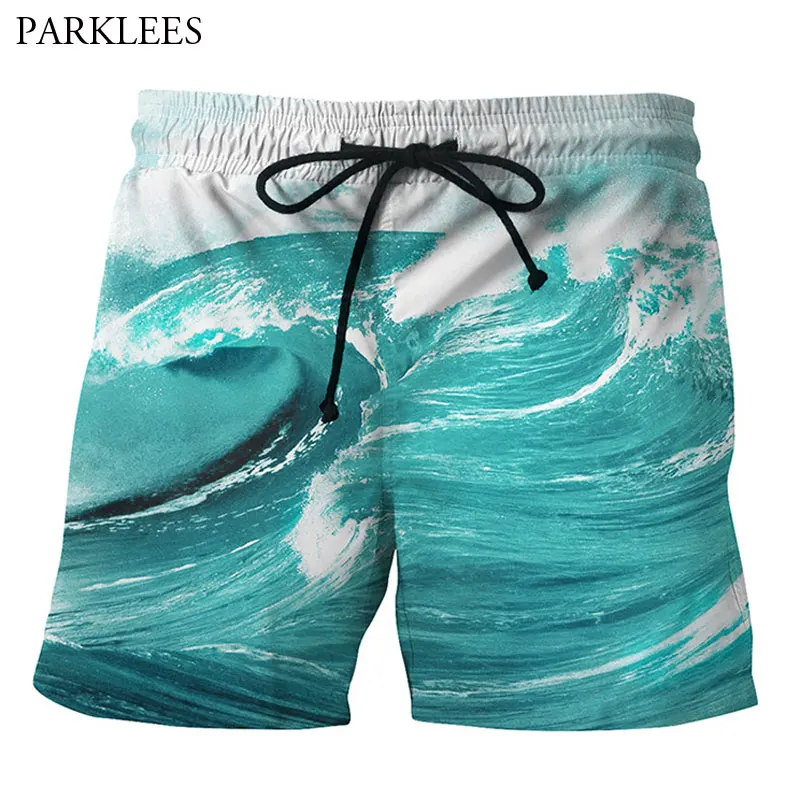 Для Мужчин's Hipster Лето Пляжные шорты Для мужчин Гавайи Пляжные шорты для будущих мам Мужские Шорты для купания 2018 3d волны печать
