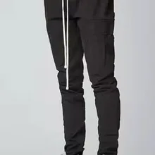 Мужские облегающие брюки-карго в стиле хип-хоп с завязками и молнией сбоку