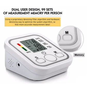 

New Blood Pulse Pressure Monitor Arm Type Electric Voice Tonometer Meter Health Care 99 Memory Sets Household Sphygmomanometer