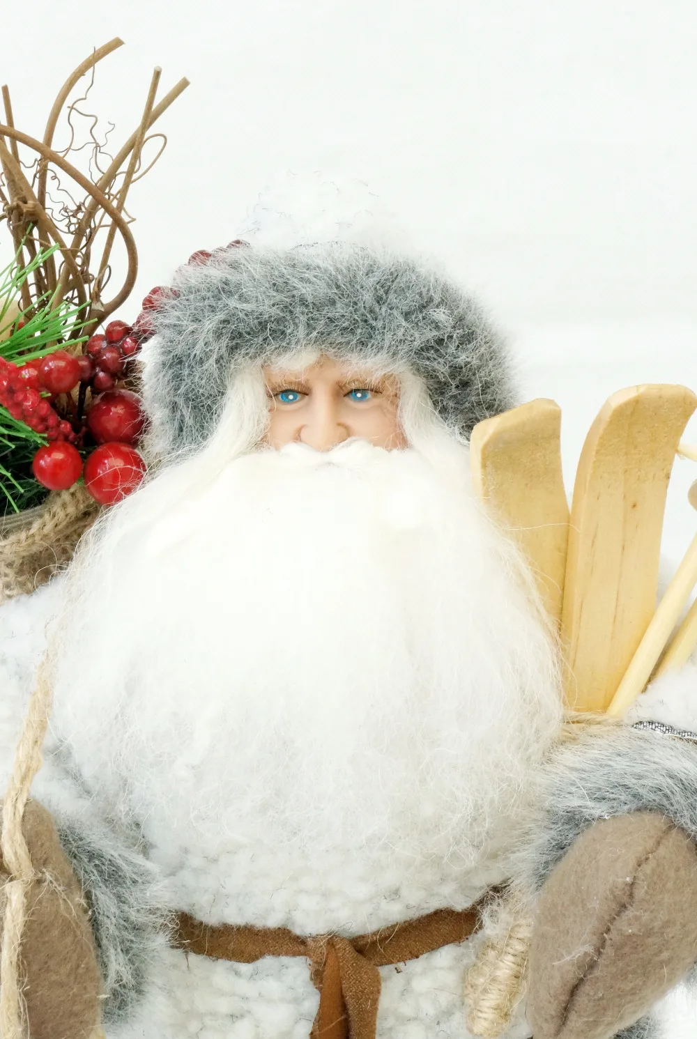 12" Gray Handmade Santa Claus Gift Xmas Decor Collect Holly Big Beard Lantern 