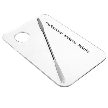 

Makeup Palette Clear Acrylic Nail Stamping Plates Polish Gel Mixing Spatula Foundation Eyeshadow Stainless Steel Rod