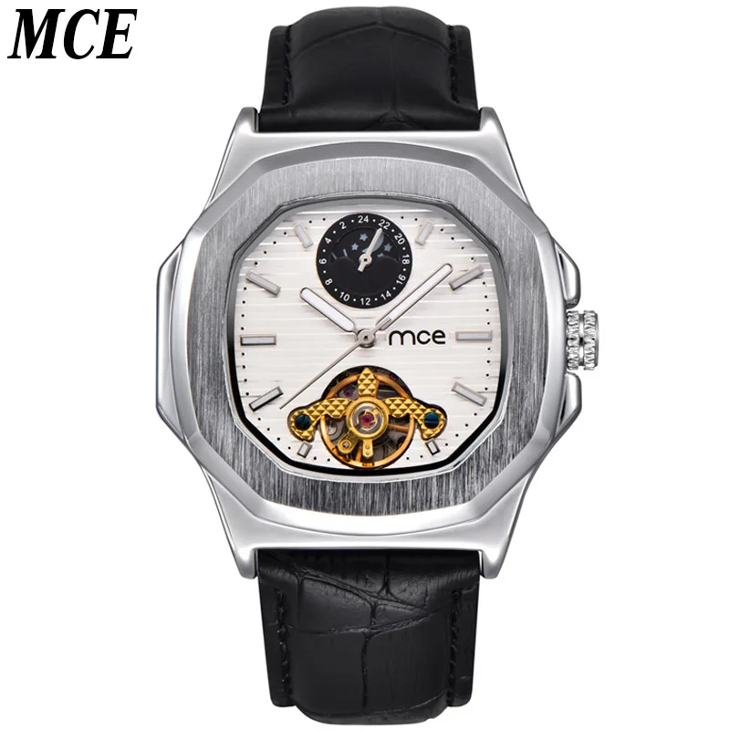 

MCE 2018 Man Brand Luxury Mechanical Wristwatches Fashion Business Men's Watches Sport Waterproof Leather Strap Watch For Male