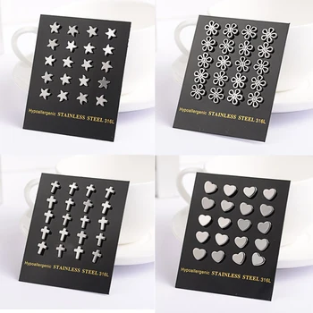

50 Pairs 304 Stainless Steel Flower Ear Studs Earrings Women Girl Fashion Jewelry Wholesale 9mm in diameter,Pin: 0.7mm F70