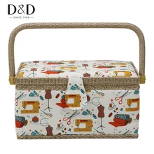 Buy-One-Get-15pcs Free Sewing Tools Home Storage Box DIY Cotton Fabric Crafts Multi-function Sewing Basket 27.5*17.5*15cm