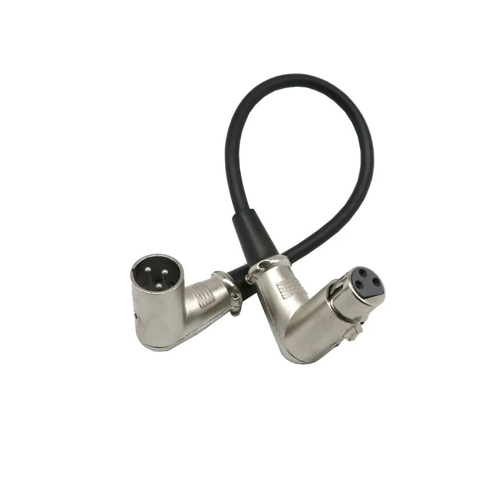 

30cm XLR 90 degree Male DMX plug to Right Angle Female Plug for stage light