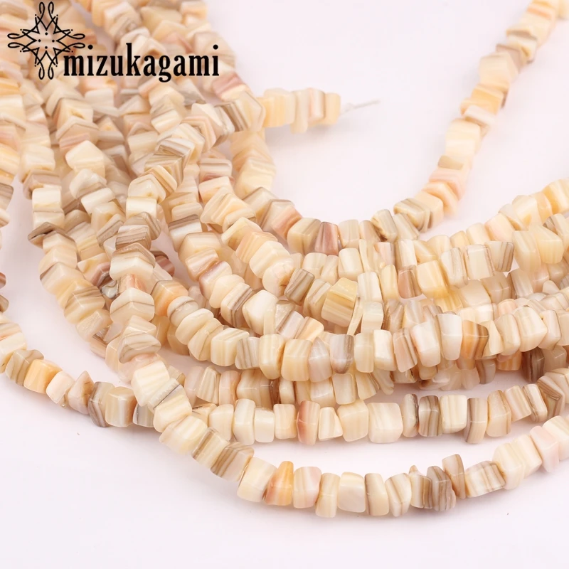 

Natural Color Shell Beads Geometry Square-Shape Interval Loose Beads 80pcs/lot 6mm DIY Earrings Jewelry Making Accessories