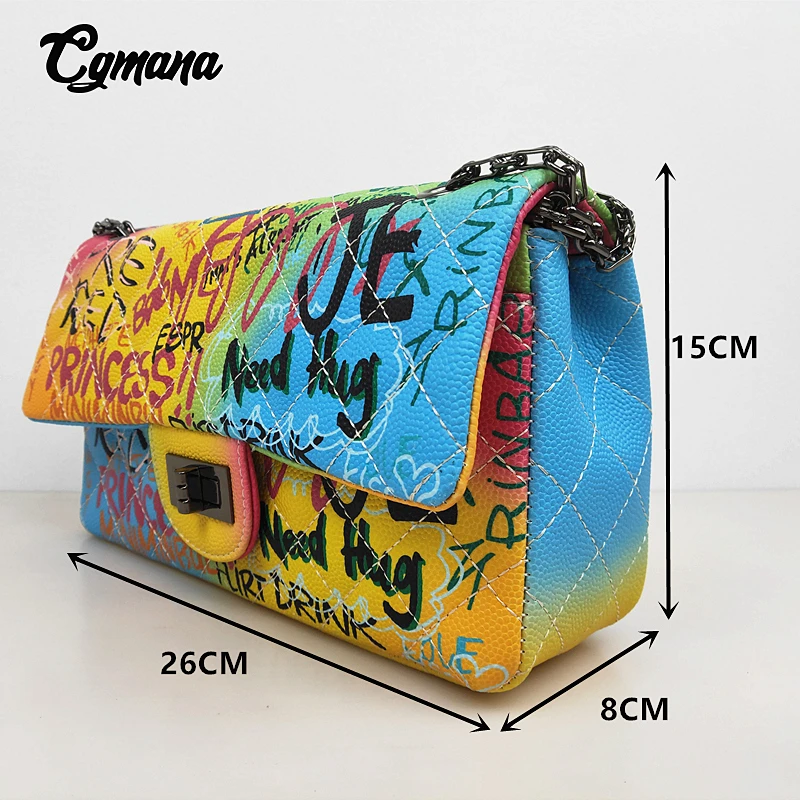 Graffiti Chain Bag For Women 2019 Luxury Women Bags designer Shoulder Bag Fashion Brand Colorful Crossbady Bags sac main femme