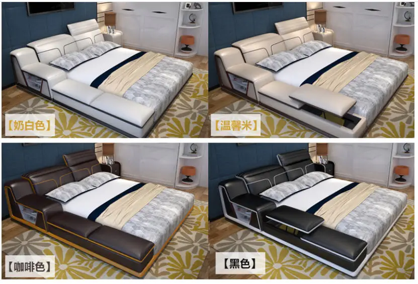 Современные мягкие кровати из натуральной кожи, мебель для дома, спальни, cama muebles de dormitorio/camas quarto